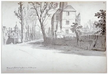 Utsikt över den övre delen av St Marylebone High Street och turnpike, London, 1772