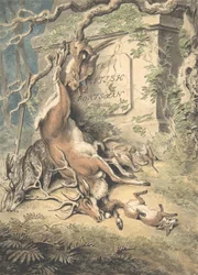Design för frontispice av The British Sportsman, sent 1700-tidigt 1800-tal.