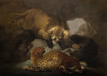 Lejon och en leopard, 1820.