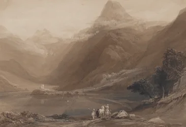 Llanberis Lake, norra Wales, 1820-30.