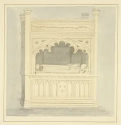 Monument till William Canynges i St Mary Redcliffe (penna och akvarell på papper)