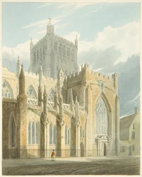 North View of Bristol Cathedral (penna och akvarell på papper)