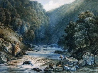 On the Dart (akvarell på papper)