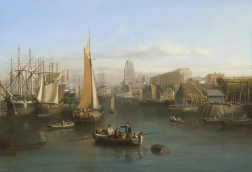 St Mary Redcliffe and Redcliffe Parade från Prince Street Bridge, ca 1826 (olja på duk)