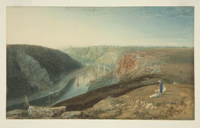 Avon Gorge från Near Clifton Observatory, ca 1825 (akvarell & kroppsfärg på papper)