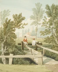 Två pojkar på en stil vid Brislington Brook, c.1824