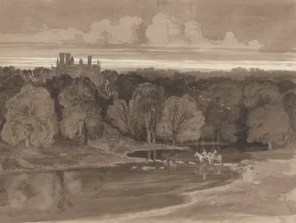 Två ryttare som springer en flod