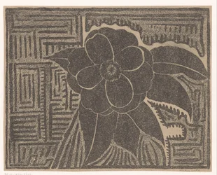 Camellia (svart; runt ett labyrintliknande mönster)