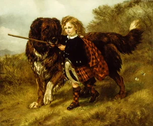 Master Egerton Macdona med sin sanktbernhardshund Tell (olja på duk)