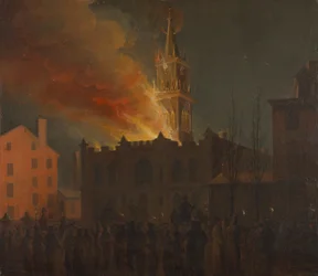 Brand i frimurarsalen, Chestnut Street, Philadelphia, Pennsylvania