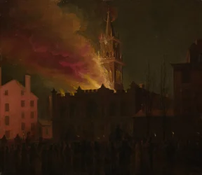 Brand i frimurarhallen, Chestnut Street, Philadelphia, Pennsylvania, 1819