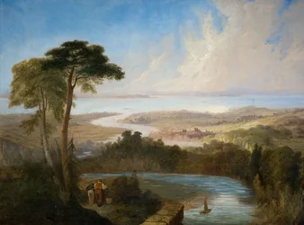 Panoramautsikt över Severns mynning, början av mitten av 1800-talet.