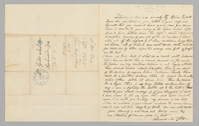 Brev till Giles Saunders från Samuel M. Fox angående slavhandeln, 17 april 1848.