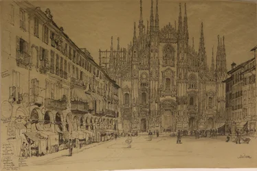 Katedralen, Milano, okänt datum (akvarell på papper)