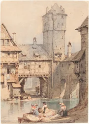 Tvätterier före Wasserturm, Nürnberg