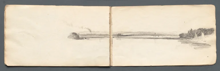 Skissbok: Landskap med segelbåtar, 1814.