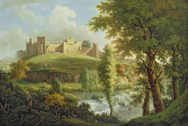 Ludlow Castle med Dinham Weir, från sydväst, ca 1765-69 (olja på duk)