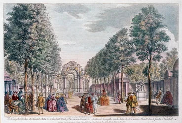 Vauxhall Gardens, graverad av John Miller a.k.a. Johann Sebastian Müller