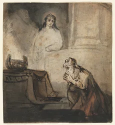 Ängel som visar sig för Zacharias, tredje kvartalet 1600-talet.