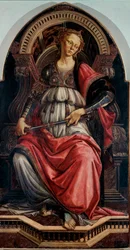 Allegori över styrkan. Målning på trä av Alessandro di Mariano dei Filipepi, kallad Sandro Botticelli (1445-1510), ca 1470. H. 167x87 cm. Galleria degli Uffizi, Florens