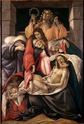 Klagosång över den döde Kristus Detrempe på trä av Alessandro di Mariano dei Filipepi dit Sandro Botticelli (1445-1510) 1495 ca. Sol. 107x71 cm Milan Museo Poldi Pezzoli - Klagosång över den döde Kristus, av Sandro Filipepi a.k.a. Botticelli (1445-1510)
