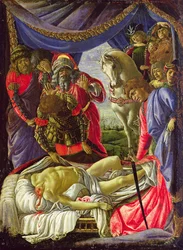 Upptäckten av Holofernes kropp (tempera på panel)