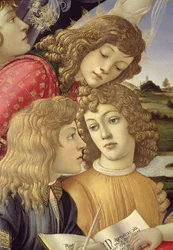 The Madonna of the Magnificat, detalj av tre pojkar