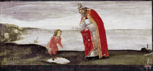 Vision av St Augustine, detalj av St Barnaba altartavla (tempera på trä