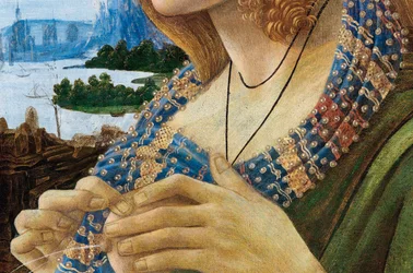 Allegoriskt porträtt av en kvinna Simonetta Vespucci. Detalj, 1480-1490