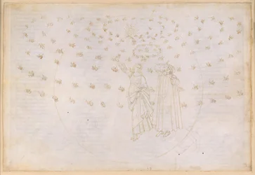 La Divina Commedia, Paradiso XXIII. Åttonde sfären (faststjärnehimlen): Vision av Kristi triumf; Dante ser Beatrice i hennes sanna skepnad; Mariadansen och de tolv apostlarna
