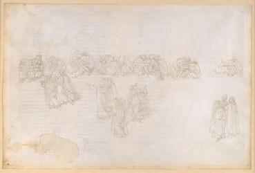 La Divina Commedia, Purgatorio XIII. Purgatoriets andra ring: botgöring för avund och skadeglädje; samtal med Sapia Salvani