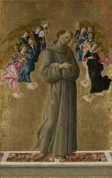 Saint Francis of Assisi med änglar, ca 1475