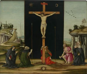 Korsfästelsen med heliga, ca. 1490.