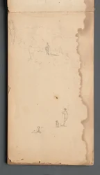Skizzenbuch, Seite 02: Figur in einer Landschaft mit Hund