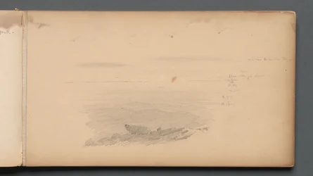 Skissbok, sidan 04: Sea Scape with Color Notations, 1859.