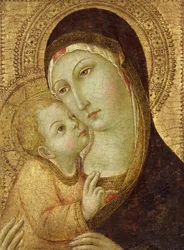 Madonna och barn (tempera och bladguld på panel)