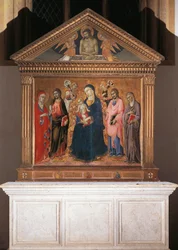 Madonna och barn med heliga och Kristus i Pieta