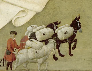 Jungfruns uppenbarelse för påven Calixtus III (1378-1458) 1455-58 (olja på panel) (detalj av 169574)