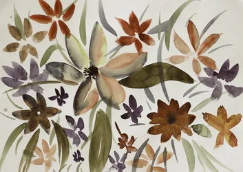Jordnära blommig akvarell