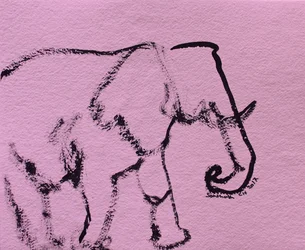 Minimalistisk rosa elefant