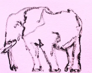 Skiss av en rosa elefant