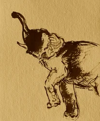 Kraftfull elefant som reser sig