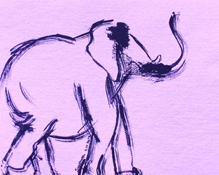 Skiss av lila elefant