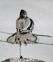 Skiss av samurajmeditation