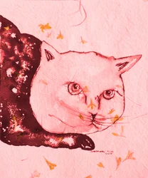 Den fridfulla rosa katten