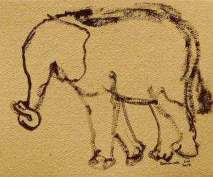 Skiss av en gående elefant