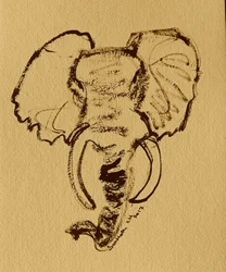 Skiss av en vild elefant