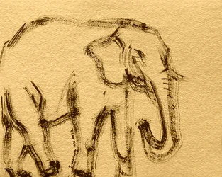Skiss av en vild elefant