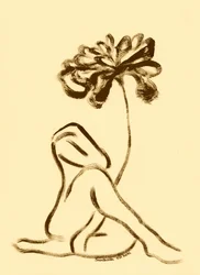 Kvinna och lotusblomma