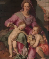 Madonna och barn med spädbarnet Johannes Döparen, tidigt 1570-tal.